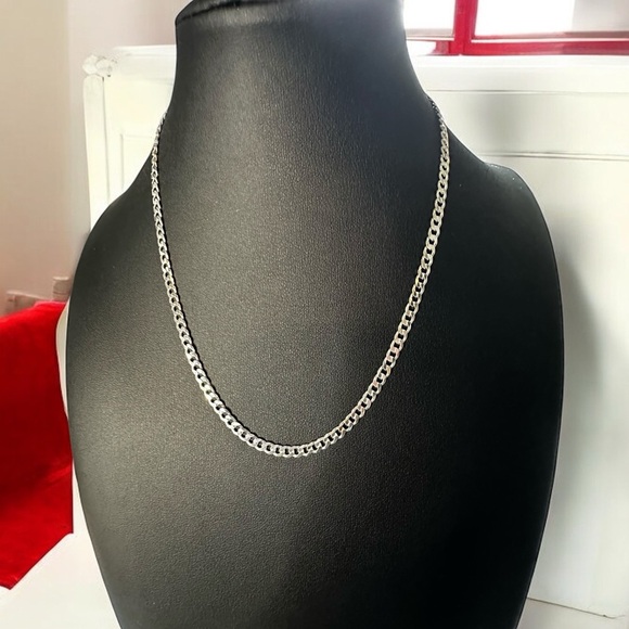 Elegant P.Lux Italian Solid Sterling Silver Curb Chain Necklace - Picture 1 of 13